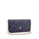 LV Pochette Felicie Bag Monogram Leather Marine Rouge