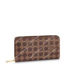 LV Zippy Wallet Damier Ebene Gold Studs