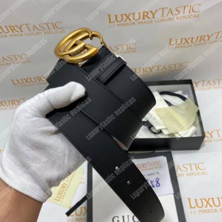 Gucci Black Leather Belt with Double G Buckle - Image 6