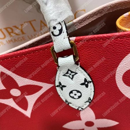 LV Onthego Monogram Toron Handle Rouge Tote Bag GM - Image 17