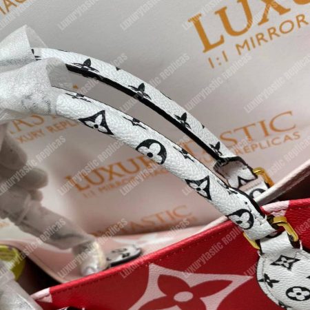 LV Onthego Monogram Toron Handle Rouge Tote Bag GM - Image 18