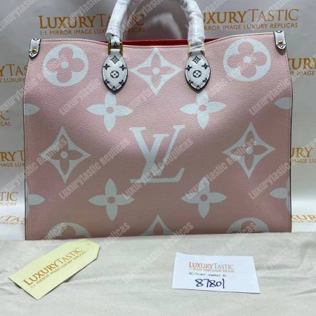 LV Onthego Monogram Toron Handle Rouge Tote Bag GM - Image 19