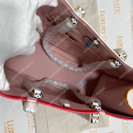 LV Onthego Monogram Toron Handle Rouge Tote Bag GM - Image 13