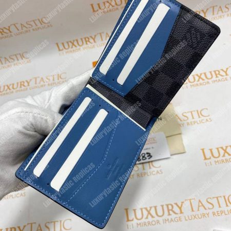 LV Slender Wallet Damier Graphite Blue Stripe - Image 14