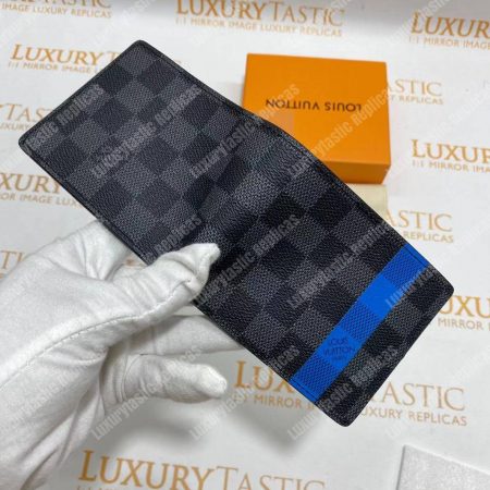 LV Slender Wallet Damier Graphite Blue Stripe - Image 17