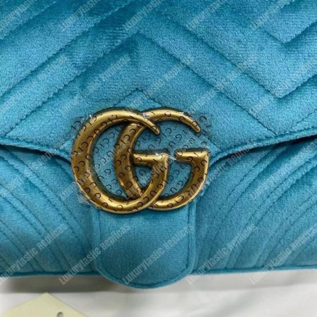 Gucci GG Marmont Velvet Shoulder Bag Blue - Image 11