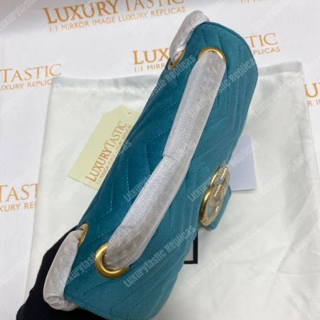 Gucci GG Marmont Velvet Shoulder Bag Blue - Image 16