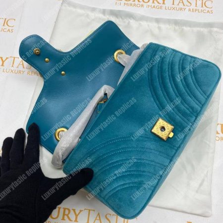 Gucci GG Marmont Velvet Shoulder Bag Blue - Image 17
