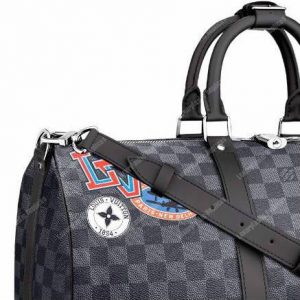 LV Keepall Bandouliere 45 Bag Damier Graphite Canvas LV League - Image 11