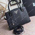 Prada Diagramme Leather Handbag Black