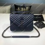 Saint Laurent Classic Medium College Monogram Blue Silver-Toned