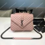 Saint Laurent Classic Medium College Monogram Pink Silver-Toned
