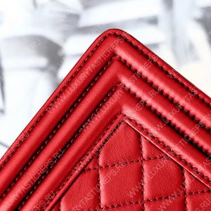 CHANEL BOY HANDBAG Red Metallic A67085 - Image 8