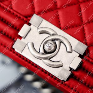 CHANEL BOY HANDBAG Red Metallic A67085 - Image 9