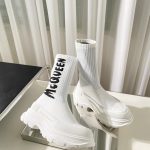 ALEXANDER MCQUEEN KNIT TREAD SLICK BOOT WHITE 705671W4TV19787