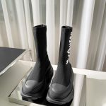 ALEXANDER MCQUEEN GRAFFITI KNIT TREAD SLICK BOOT BLACK 705671W4TV19787