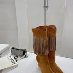 AMINA MUADDI LILY CRYSTAL-FRINGE CALF BOOTS BROWN AM5020