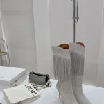 AMINA MUADDI LILY CRYSTAL-FRINGE CALF BOOTS WHITE AM5020