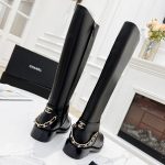 CHANEL LEATHER HIGH MOTO BOOTS BLACK CHA809691