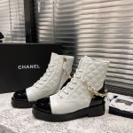 CHANEL SHORT BIKER BOOTS BLACK AND WHITE 1082715