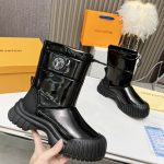 LOUIS VUITTON RUBY FLAT HALLF BOOTS BLACK 1AALZO