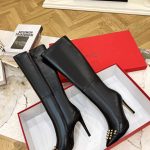 VALENTINO SHINY STUD TALL BOOTS BLACK 212807F115004