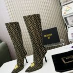 VERSACE FENDACE FF JACQUARD BOOTS LIGHT BROWN 1004496