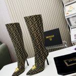 VERSACE FENDACE FF JACQUARD BOOTS GREY 1004496