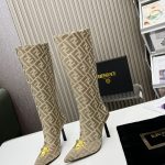 VERSACE FENDACE FF JACQUARD BOOTS BEIGE 1004496