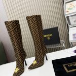 VERSACE FENDACE FF JACQUARD BOOTS BROWN 1004496