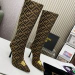 VERSACE FENDACE FF JACQUARD BOOTS DARK BROWN 1004496