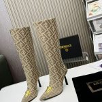 VERSACE FENDACE FF JACQUARD BOOTS BEIGE 1004496