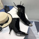 YVES SAINT LAURENT HEELED ANKLE BOOTS BLACK CALF LEATHER 14-FL7ALD