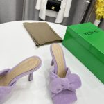 BOTTEGA VENETA BOW DETAILED HEELED SLIDES WISTERIA 690025V