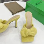 BOTTEGA VENETA BOW DETAILED HEELED SLIDES LIME YELLOW 690025V
