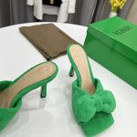 BOTTEGA VENETA BOW DETAILED HEELED SLIDES GREEN 690025V