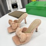BOTTEGA VENETA BOW DETAILED HEELED SLIDES PEACH 690025V