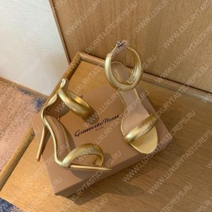GIANVITO ROSSI BIJOUX NAPPA SANDAL GOLD G61635 - Image 9