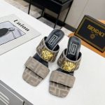 VERSACE FENDACE FF JACQUARD MULES BEIGE 1005157