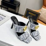 VERSACE FENDACE FF JACQUARD MULES GREY 1005157