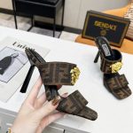 VERSACE FENDACE FF JACQUARD MULES BROWN 1005157