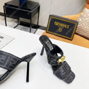 VERSACE FENDACE FF JACQUARD MULES BLACK 1005157 - Image 3