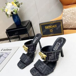 VERSACE FENDACE FF JACQUARD MULES BLACK 1005157 - Image 5