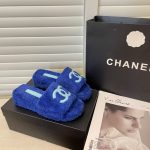 CHANEL CC FLAT MULES TERRYCLOTH NAVY BLUE 1027287