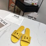 DOLCE & GABBANA CALFSKIN SLIDERS WITH DG LOGO YELLOW CQ0436AY