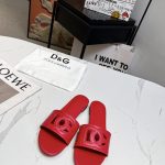 DOLCE & GABBANA CALFSKIN SLIDERS WITH DG LOGO RED CQ0436AY