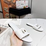 DOLCE & GABBANA CALFSKIN SLIDERS WITH DG LOGO WHITE CQ0436AY