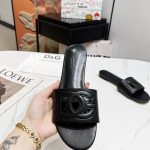 DOLCE & GABBANA CALFSKIN SLIDERS WITH DG LOGO BLACK CQ0436AY