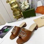 GUCCI CANVAS AND RUBBER SLIDES BROWN 1473721