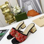 GUCCI JOLIE GG SUPREME CANVAS AND RUBBER SLIDES RED 1473721